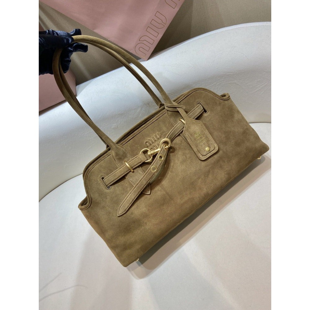 Miu Miu Aventure suede leather handbag 45x24x14cm