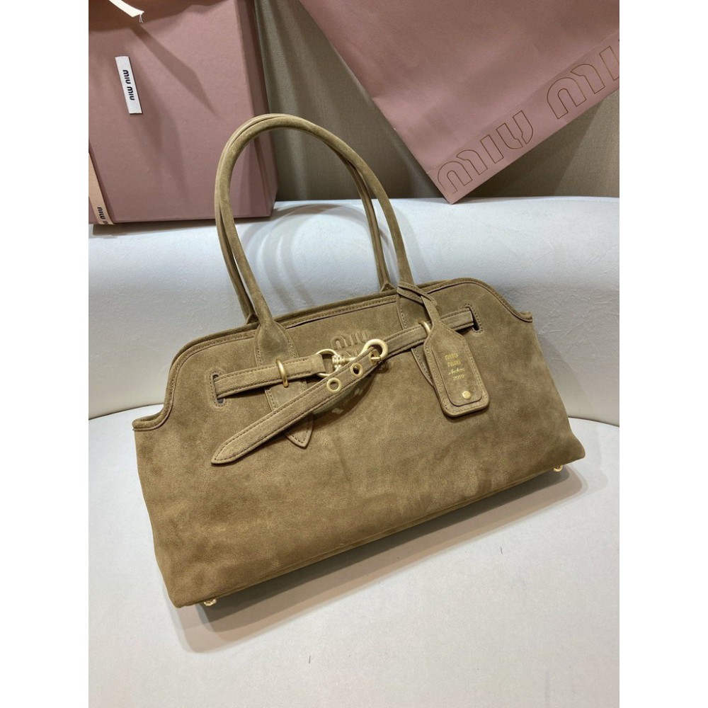 Miu Miu Aventure suede leather handbag 45x24x14cm