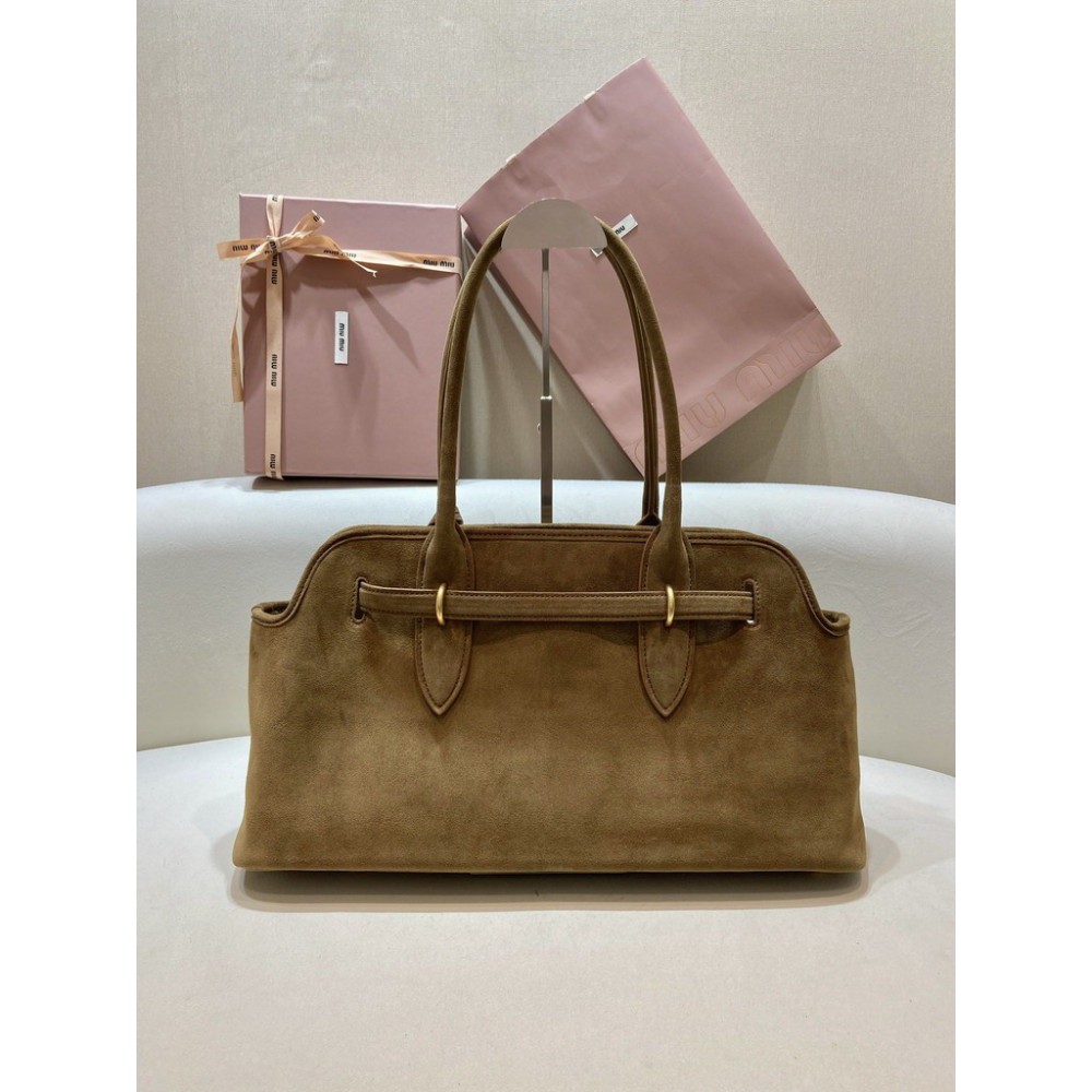 Miu Miu Aventure suede leather handbag 45x24x14cm