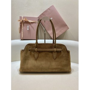 Miu Miu Aventure suede leather handbag 45x24x14cm