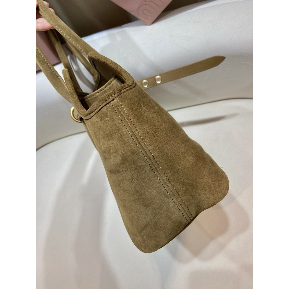 Miu Miu Aventure suede leather handbag 45x24x14cm