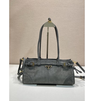 Prada Bonnie medium suede  leather handbag 32x15.5x12cm