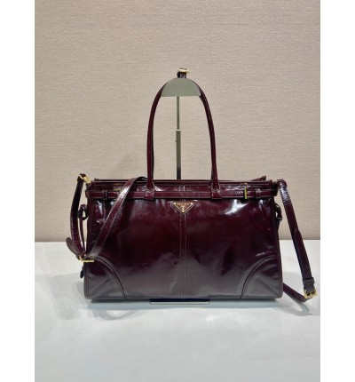Prada large Bonnie leather handbag 38x24x12cm