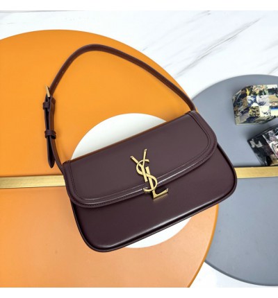 Ysl solferino box bag 24.5×15×8.5cm burgundy