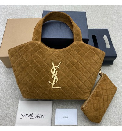 Ysl ICARE Medium in quilted suede 