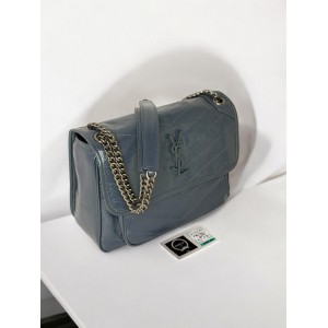 Ysl niki bag vintage leather 28x20cm grey dark