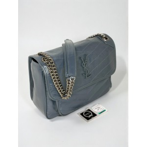 Ysl niki bag vintage leather 28x20cm grey dark