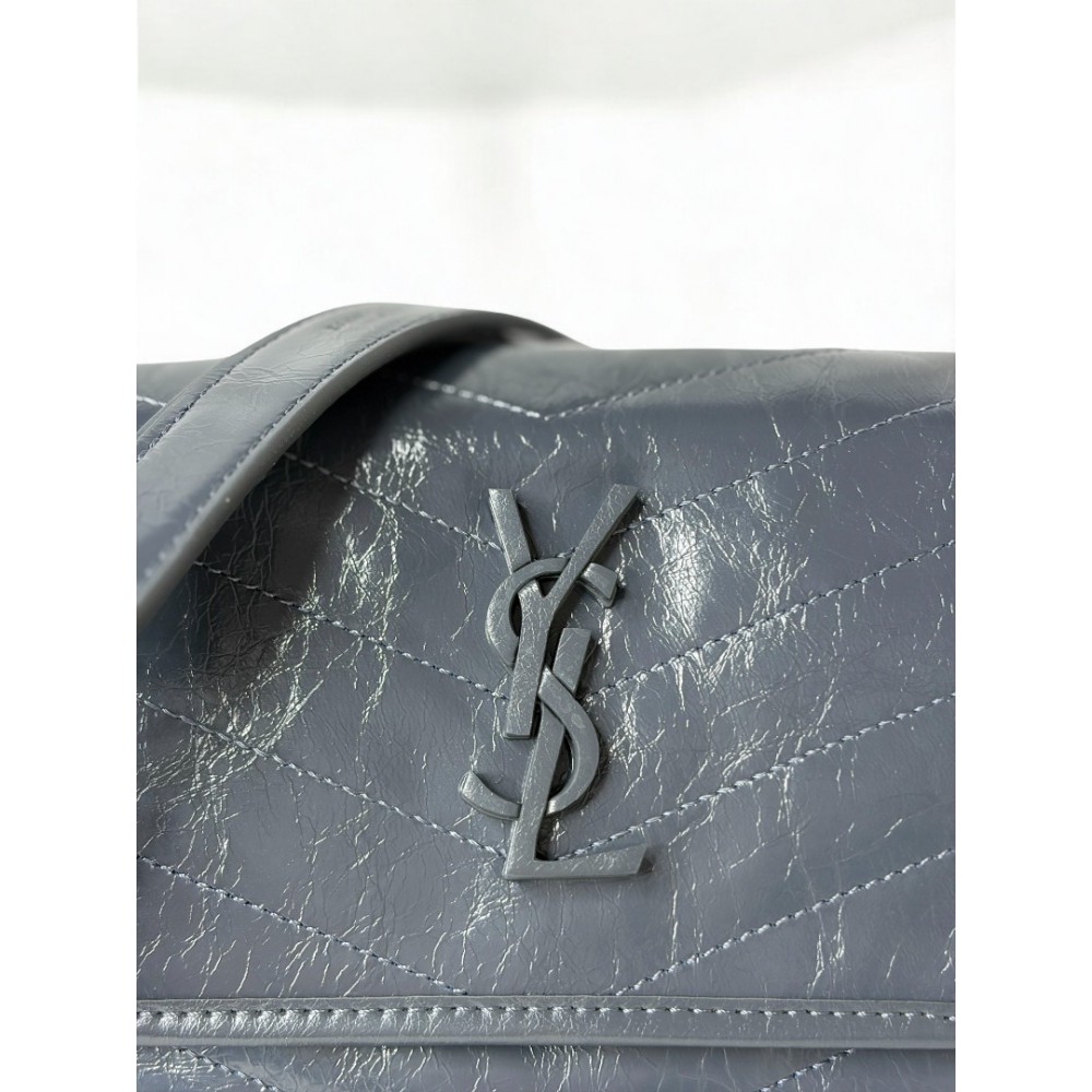 Ysl niki bag vintage leather 28x20cm grey dark