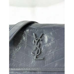 Ysl niki bag vintage leather 28x20cm grey dark