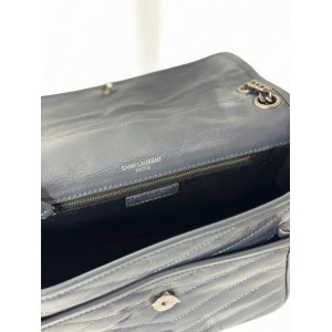 Ysl niki bag vintage leather 28x20cm grey dark