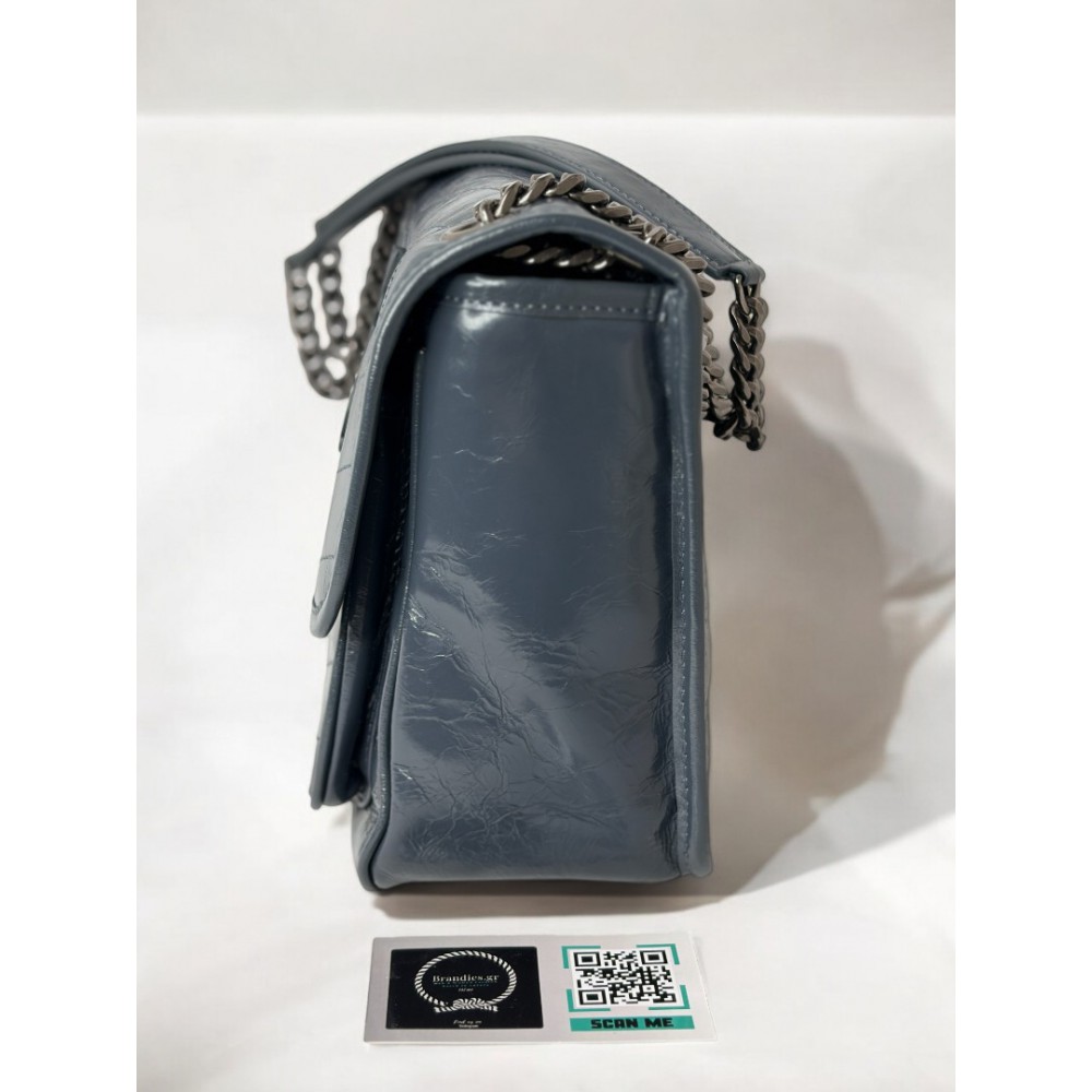 Ysl niki bag vintage leather 28x20cm grey dark