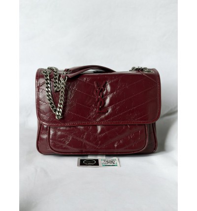 Ysl niki bag vintage leather 28x20cm bordeaux