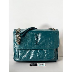 Ysl niki bag vintage leather 28x20cm blue petrol Bags