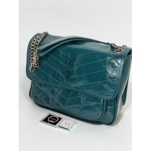 Ysl niki bag vintage leather 28x20cm blue petrol Bags