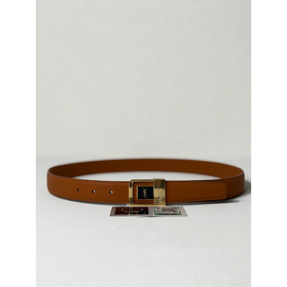 Ysl belt  LA 66 buckle 3cm leather 100% brown