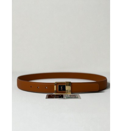 Ysl belt  LA 66 buckle 3cm leather 100% brown