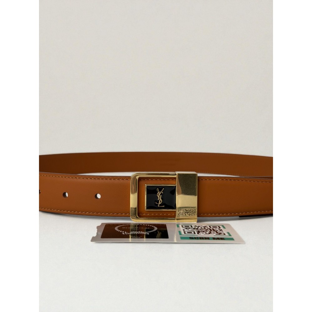 Ysl belt  LA 66 buckle 3cm leather 100% brown