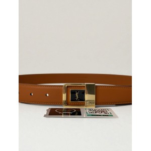 Ysl belt  LA 66 buckle 3cm leather 100% brown
