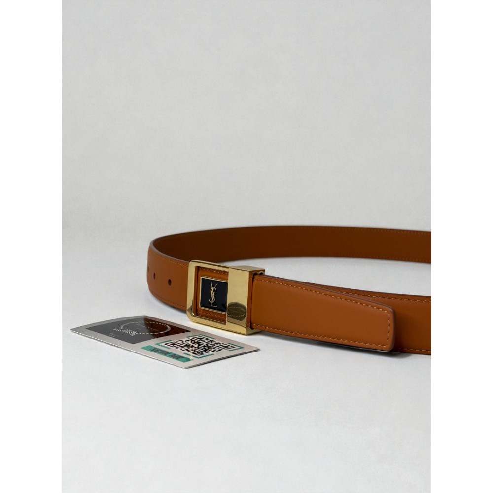 Ysl belt  LA 66 buckle 3cm leather 100% brown