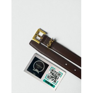 Ysl belt 2cm gold tone dark brown