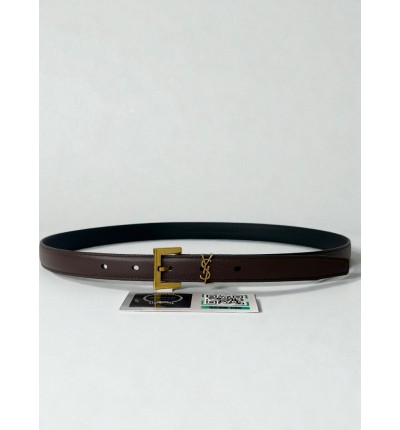Ysl belt 2cm gold tone dark brown