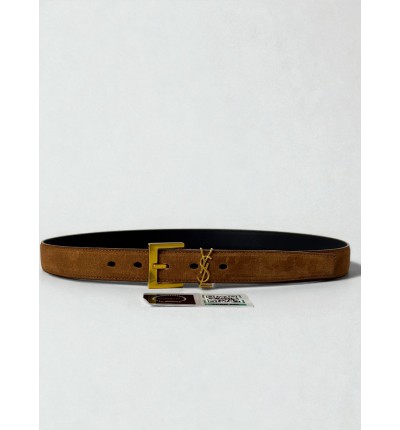 Ysl belt 3cm suede leather gold tone