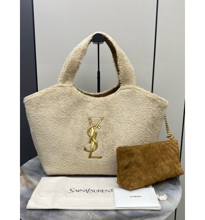 Ysl Icare extra large embellished shearling tote 