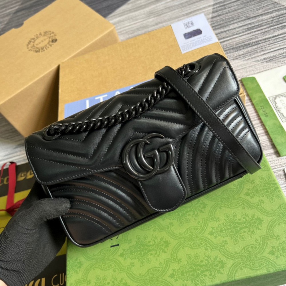 gucci marmont total black 26x15cm