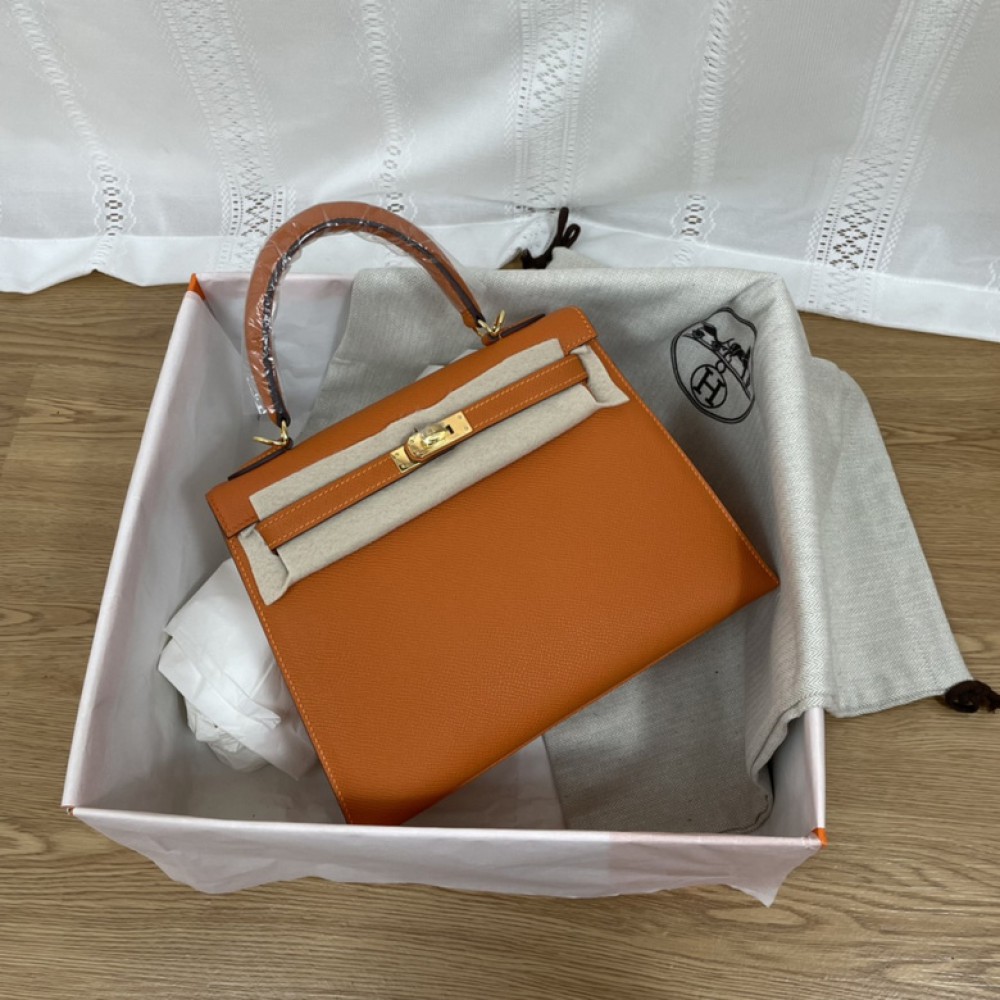 hermes kelly 25 cm epsom leather gold silver tone Bags