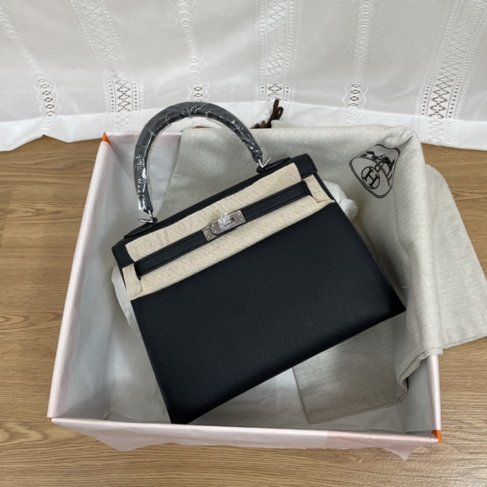 hermes kelly 25 cm epsom leather gold silver tone Bags