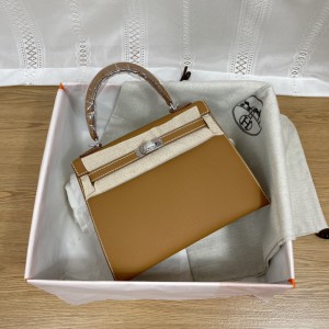 hermes kelly 25 cm epsom leather gold silver tone Bags