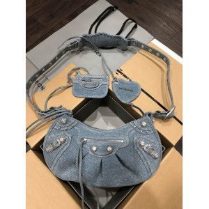 BALENCIAGA LE CAGOLE 33X16CM JEANS Bags