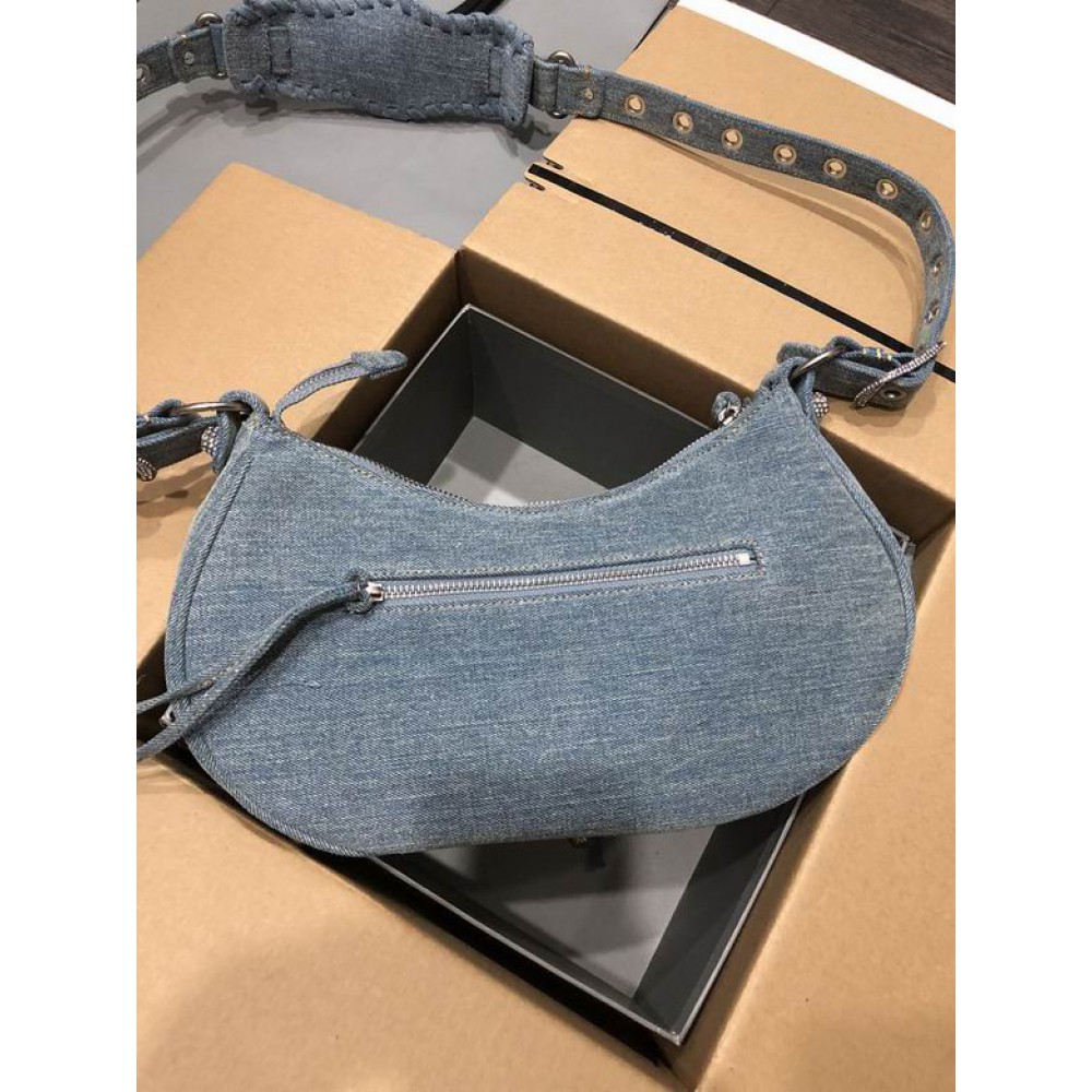 BALENCIAGA LE CAGOLE 33X16CM JEANS Bags