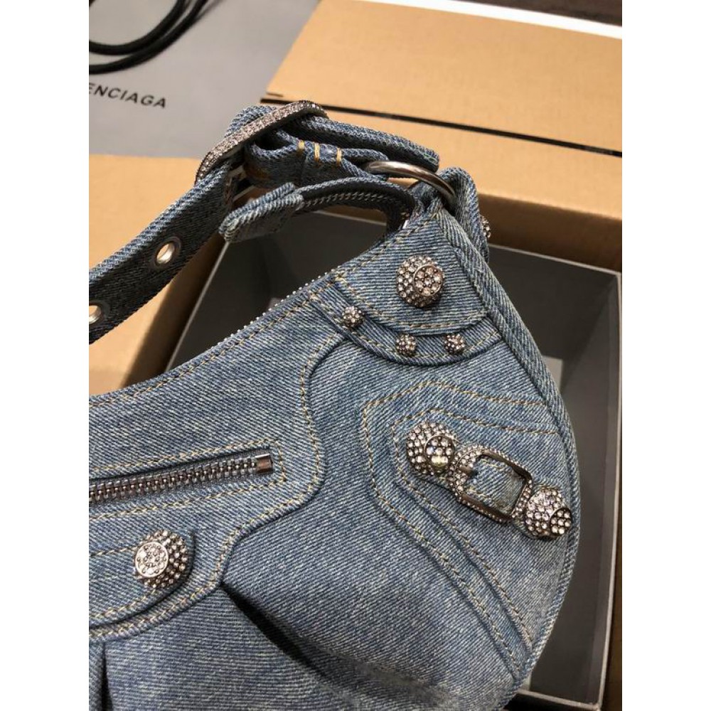 BALENCIAGA LE CAGOLE 33X16CM JEANS Bags