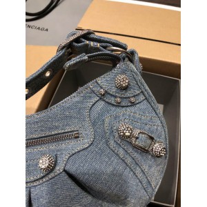 BALENCIAGA LE CAGOLE 33X16CM JEANS Bags