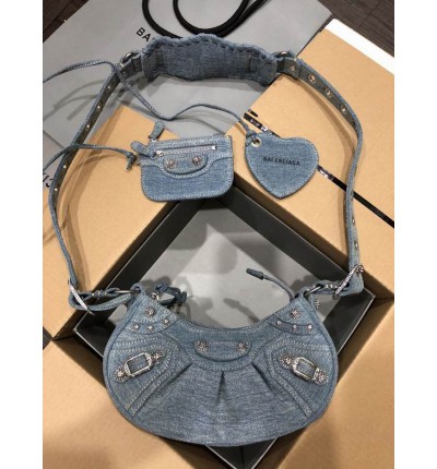 BALENCIAGA LE CAGOLE 26X16CM JEANS