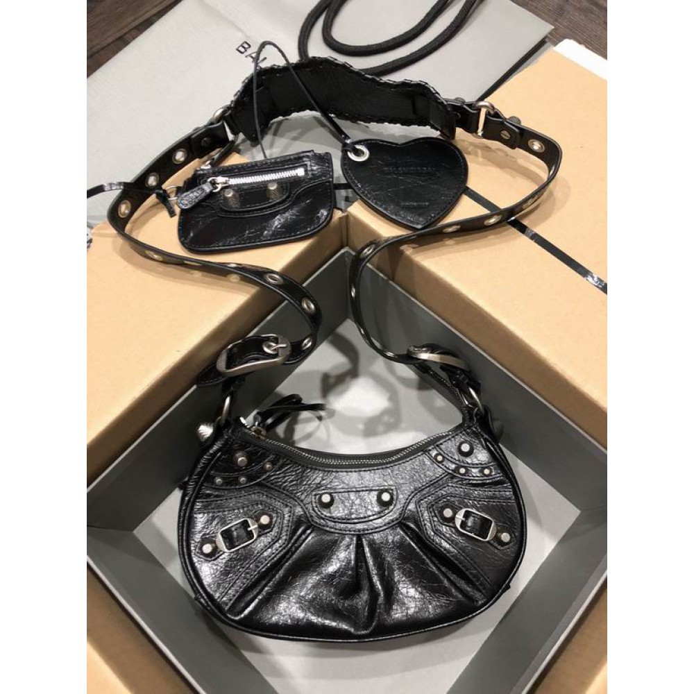 BALENCIAGA LE CAGOLE 26X16CM BLACK SILVER Bags