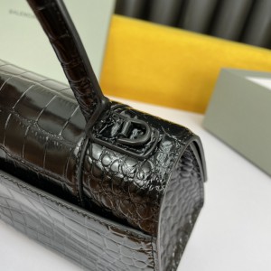 BALENCIAGA HOURGLASS 23CM CROC EFFECT BLACK Bags