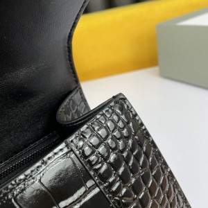 BALENCIAGA HOURGLASS 23CM CROC EFFECT BLACK Bags
