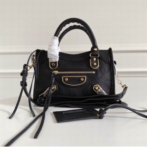 BALENCIAGA CITY BAG 23X15X9CM BLACK GOLD Bags