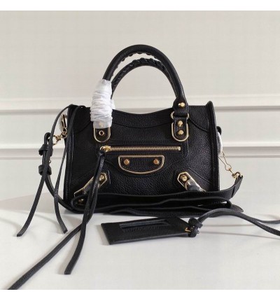 BALENCIAGA CITY BAG 23X15X9CM BLACK GOLD