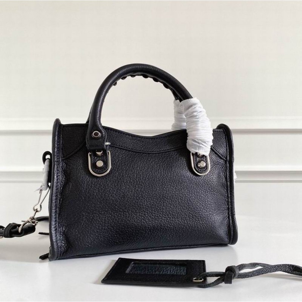 BALENCIAGA CITY BAG 23X15X9CM BLACK SILVER Bags