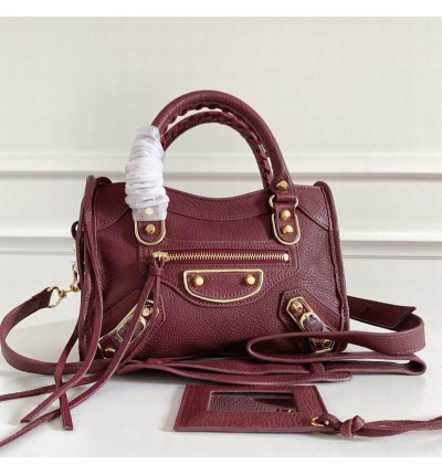 BALENCIAGA CITY BAG 23X15X9CM BORDO