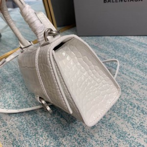 BALENCIAGA HOURGLASS 19CM CROC EFFECT WHITE Bags