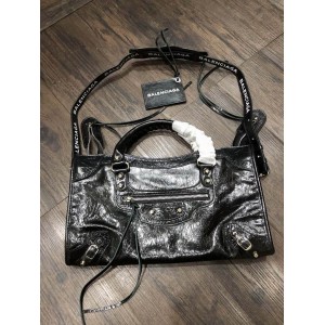 BALENCIAGA CITY BLACK SHINY LEATHER 38CM Bags