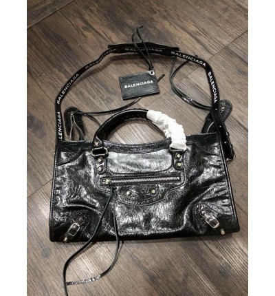 BALENCIAGA CITY BLACK SHINY LEATHER 38CM