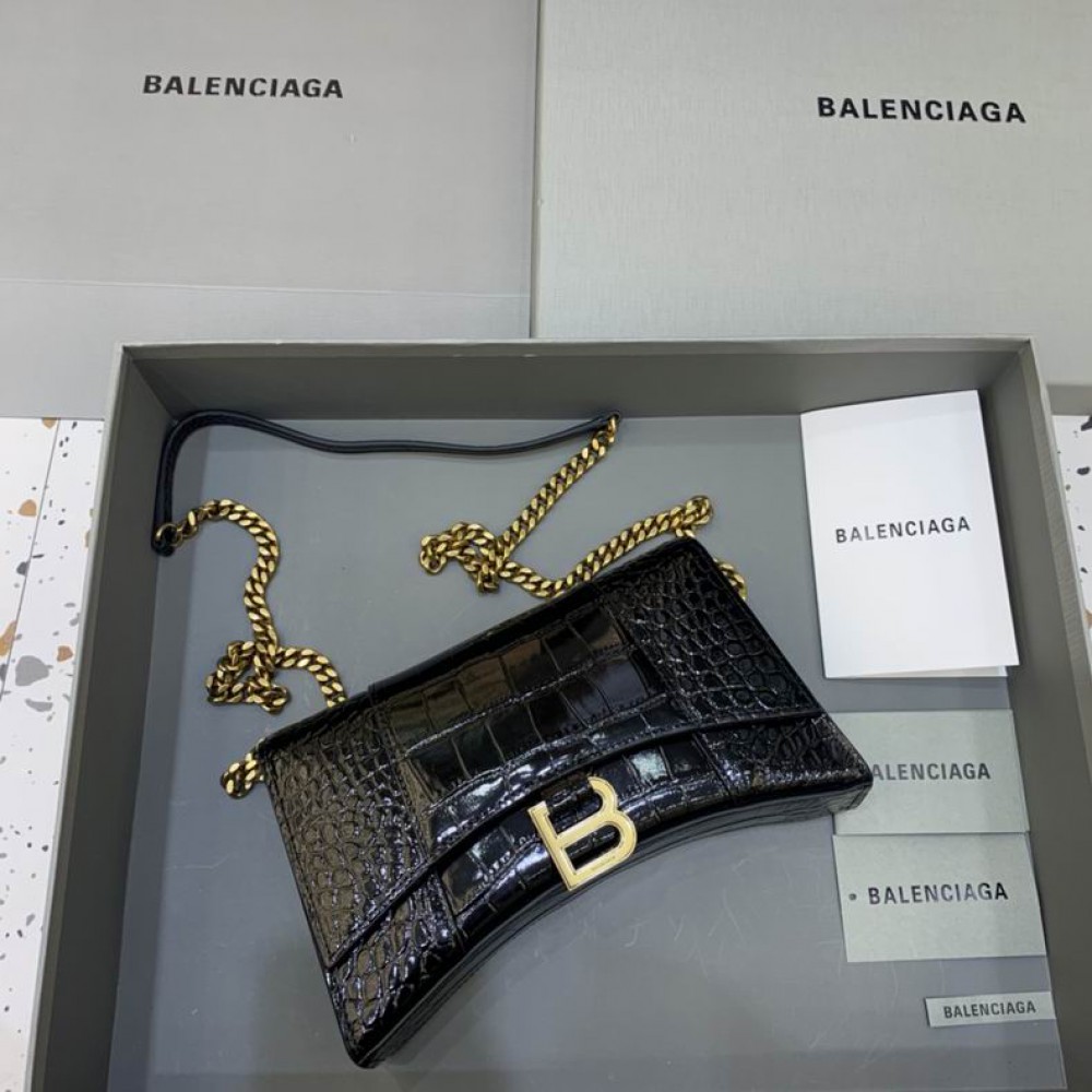 BALENCIAGA CLUTCH 23X14CM BLACK CROC Bags