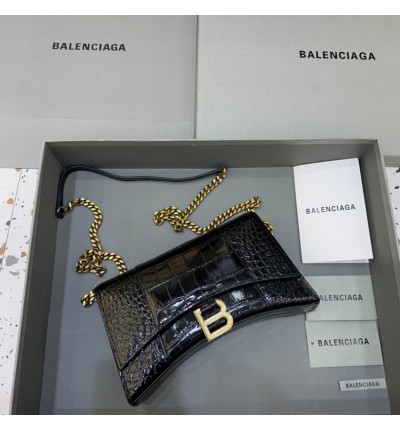 BALENCIAGA CLUTCH 23X14CM BLACK CROC