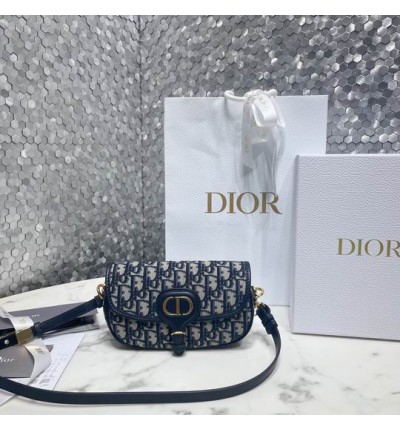 DIOR BOBBY 21 x 12 x 5.1 cm Blue Oblique Jacquard