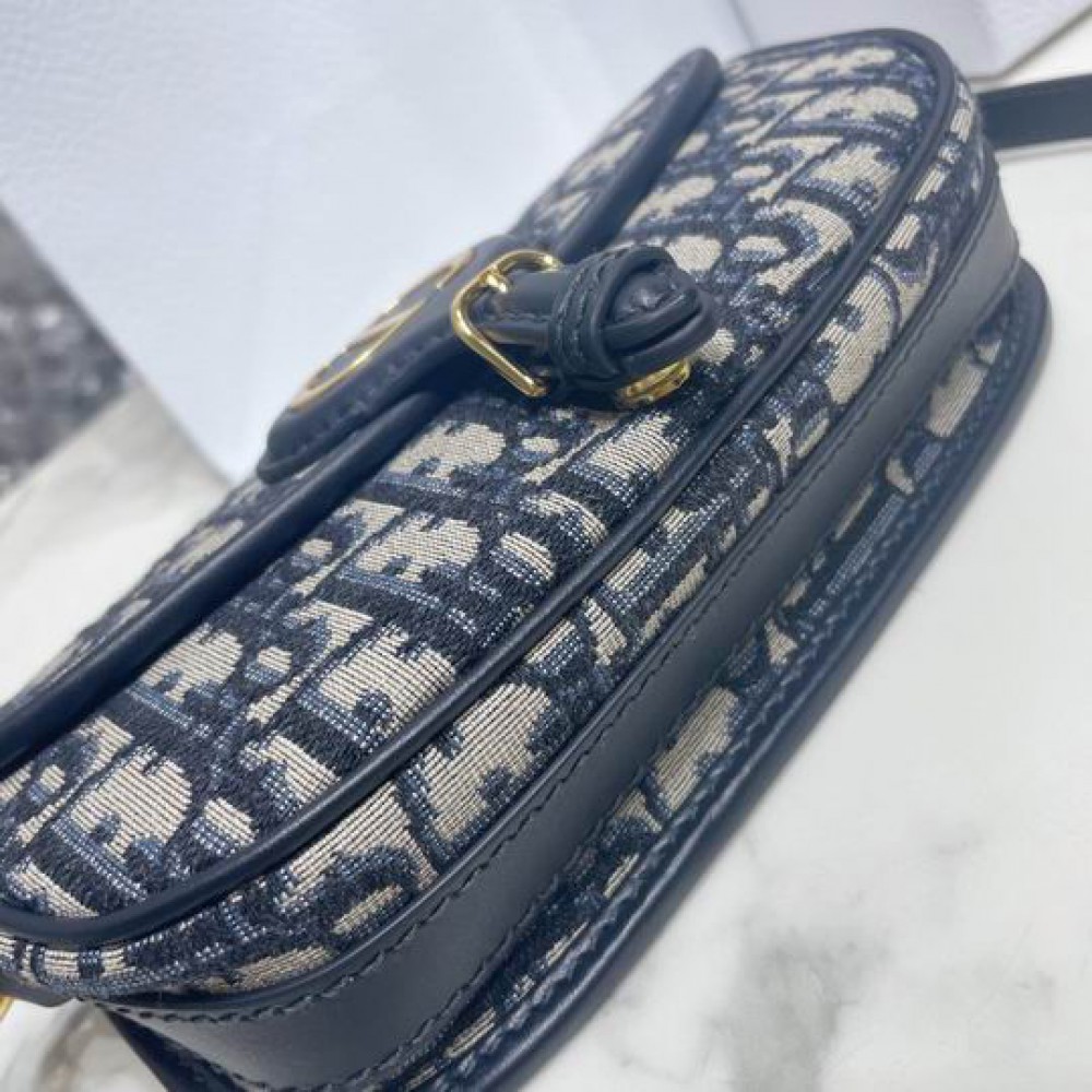 DIOR BOBBY 21 x 12 x 5.1 cm Blue Oblique Jacquard Bags